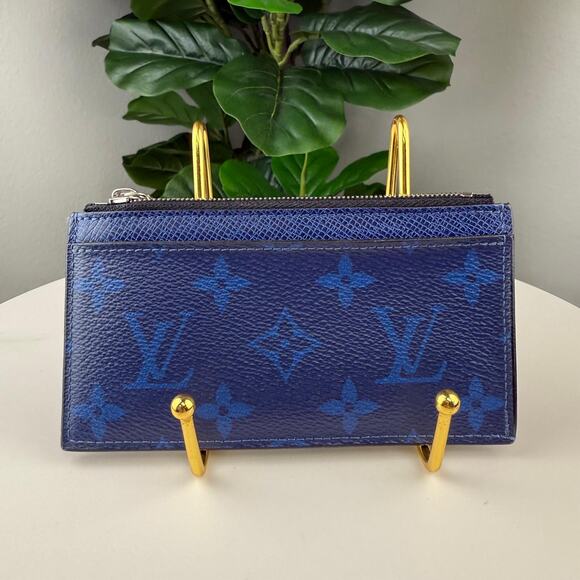💎✨Authentic Louis Vuitton Taigarama Coin Card Holder Blue - Picture 1 of 4